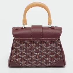 Pre Owned Goyard Burgundy Goyardine Coated Canvas and Leather Mini Saigon Top Handle Bag