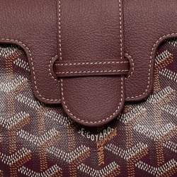 Pre Owned Goyard Burgundy Goyardine Coated Canvas and Leather Mini Saigon Top Handle Bag