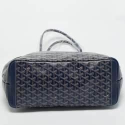 Pre Owned Goyard Navy Blue Goyardine Coated Canvas and Leather Artois MM Tote