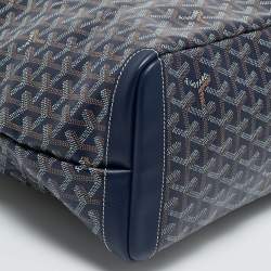 Pre Owned Goyard Navy Blue Goyardine Coated Canvas and Leather Artois MM Tote