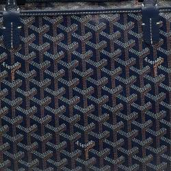 Pre Owned Goyard Navy Blue Goyardine Coated Canvas and Leather Artois MM Tote