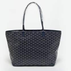 Pre Owned Goyard Navy Blue Goyardine Coated Canvas and Leather Artois MM Tote