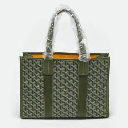 Pre Owned Goyard Kaki Goyardine Jacquard and Leather Villette PM Tote