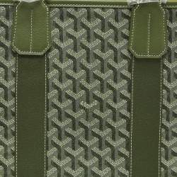 Pre Owned Goyard Khaki Goyardine Jacquard and Leather Limited Edition Villette PM Tote