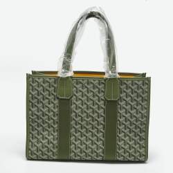 Pre Owned Goyard Khaki Goyardine Jacquard and Leather Limited Edition Villette PM Tote