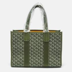 Pre Owned Goyard Khaki Goyardine Jacquard and Leather Limited Edition Villette PM Tote
