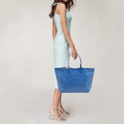 مملوكة مسبقًا Goyard Blue Goyardine Coated Canvas and Leather Saint Louis PM Tote