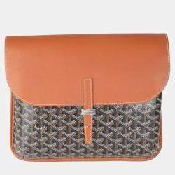 Pre Owned Goyard Gold Black Goyardine Canvas Coursier Messenger MM
