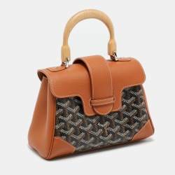Pre Owned Goyard Brown Goyardine Coated Canvas and Leather Mini Saigon Top Handle Bag