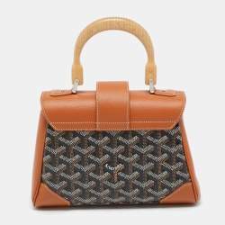 Pre Owned Goyard Brown Goyardine Coated Canvas and Leather Mini Saigon Top Handle Bag
