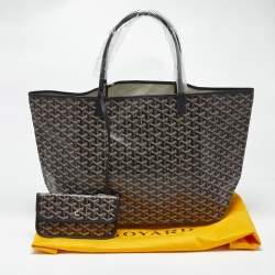 Pre Owned Goyard Black Goyardine Coated Canvas and Leather Saint Louis GM Tote
