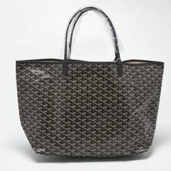 Pre Owned Goyard Black Goyardine Coated Canvas and Leather Saint Louis GM Tote
