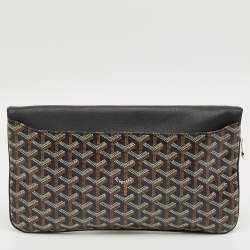 Pre Owned Goyard Black Goyardine Coated Canvas and Leather Sainte Marie MM Clutch