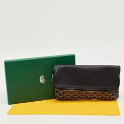 Pre Owned Goyard Black Goyardine Coated Canvas and Leather Sainte Marie MM Clutch