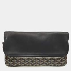 Pre Owned Goyard Black Goyardine Coated Canvas and Leather Sainte Marie MM Clutch