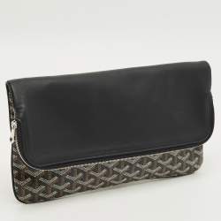 Pre Owned Goyard Black Goyardine Coated Canvas and Leather Sainte Marie MM Clutch