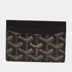 مملوكة مسبقًا Goyard Saint Sulpice Black Goyardine Coated Canvas and Leather Card Holder