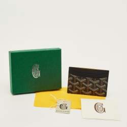 مملوكة مسبقًا Goyard Saint Sulpice Black Goyardine Coated Canvas and Leather Card Holder