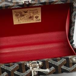 Pre Owned Goyard Minaudière Trunk Black Goyardine Coated Canvas and Leather Bag