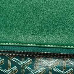 Pre Owned Goyard Sainte Marie MM Green Goyardine Coated Canvas and Leather Clutch