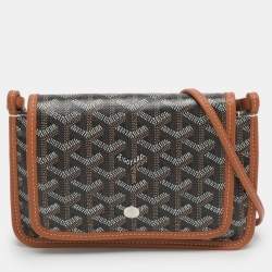 Pre Owned Goyard Plumet Brown Goyardine Coated Canvas and Leather Crossbody Bag