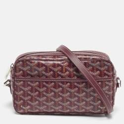 Pre Owned Goyard Cap Vert PM Burgundy Goyardine Coated Canvas and Leather Crossbody Bag
