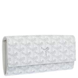 Pre Owned Goyard White Goyardine Coated Canvas Varenne Continental Wallet