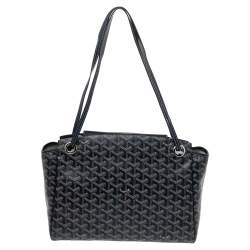Pre Owned Goyard Navy Blue Goyardine Coated Canvas Sac Rouette PM Shoulder Bag