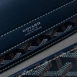 Pre Owned Goyard Navy Blue Goyardine Coated Canvas Sac Rouette PM Shoulder Bag