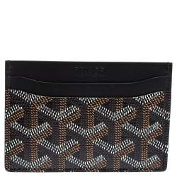 Pre Owned Goyard Black Goyardine Coated Canvas and Leather Saint Sulpice Card Holder