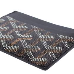 Pre Owned Goyard Black Goyardine Coated Canvas and Leather Saint Sulpice Card Holder