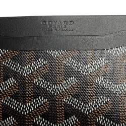 Pre Owned Goyard Black Goyardine Coated Canvas and Leather Saint Sulpice Card Holder
