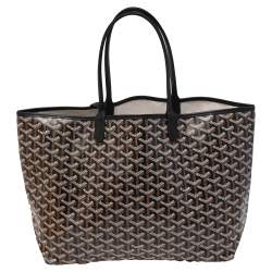 Pre Owned Goyard Black Goyardine Coated Canvas St. Louis PM Tote
