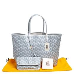 Pre Owned Goyard Silver Goyardine Coated Canvas St. Louis PM Tote