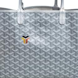 Pre Owned Goyard Silver Goyardine Coated Canvas St. Louis PM Tote