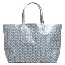 Pre Owned Goyard Silver Goyardine Coated Canvas St. Louis PM Tote
