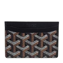 Pre Owned Goyard Black Goyardine Coated Canvas and Leather Saint Sulpice Card Holder