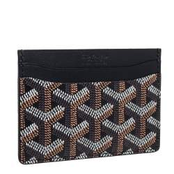 Pre Owned Goyard Black Goyardine Coated Canvas and Leather Saint Sulpice Card Holder