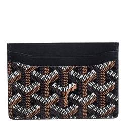 Pre Owned Goyard Black Goyardine Coated Canvas and Leather Saint Sulpice Card Holder