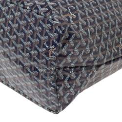 Pre Owned Goyard Navy Blue Goyardine Coated Canvas St. Louis GM Tote