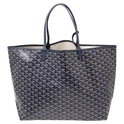 Pre Owned Goyard Navy Blue Goyardine Coated Canvas St. Louis GM Tote