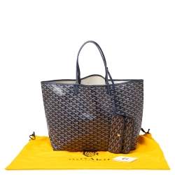 Pre Owned Goyard Navy Blue Goyardine Coated Canvas St. Louis GM Tote