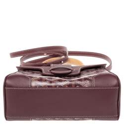 Pre Owned Goyard Burgundy Goyardine Canvas and Leather Mini Saigon Top Handle Bag