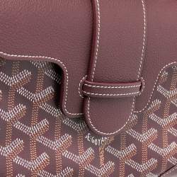 Pre Owned Goyard Burgundy Goyardine Canvas and Leather Mini Saigon Top Handle Bag