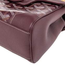 Pre Owned Goyard Burgundy Goyardine Canvas and Leather Mini Saigon Top Handle Bag
