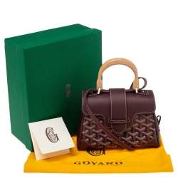 Pre Owned Goyard Burgundy Goyardine Canvas and Leather Mini Saigon Top Handle Bag