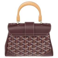 Pre Owned Goyard Burgundy Goyardine Canvas and Leather Mini Saigon Top Handle Bag
