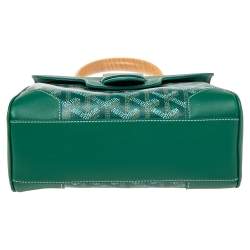 Pre Owned Goyard Green Goyardine Canvas and Leather Mini Saigon Top Handle Bag