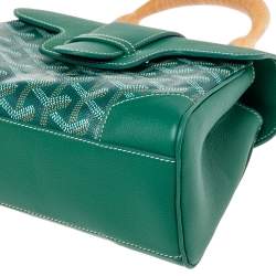 Pre Owned Goyard Green Goyardine Canvas and Leather Mini Saigon Top Handle Bag