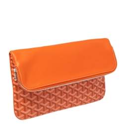Pre Owned Goyard Orange Goyardine Coated Canvas Sainte Marie Clutch